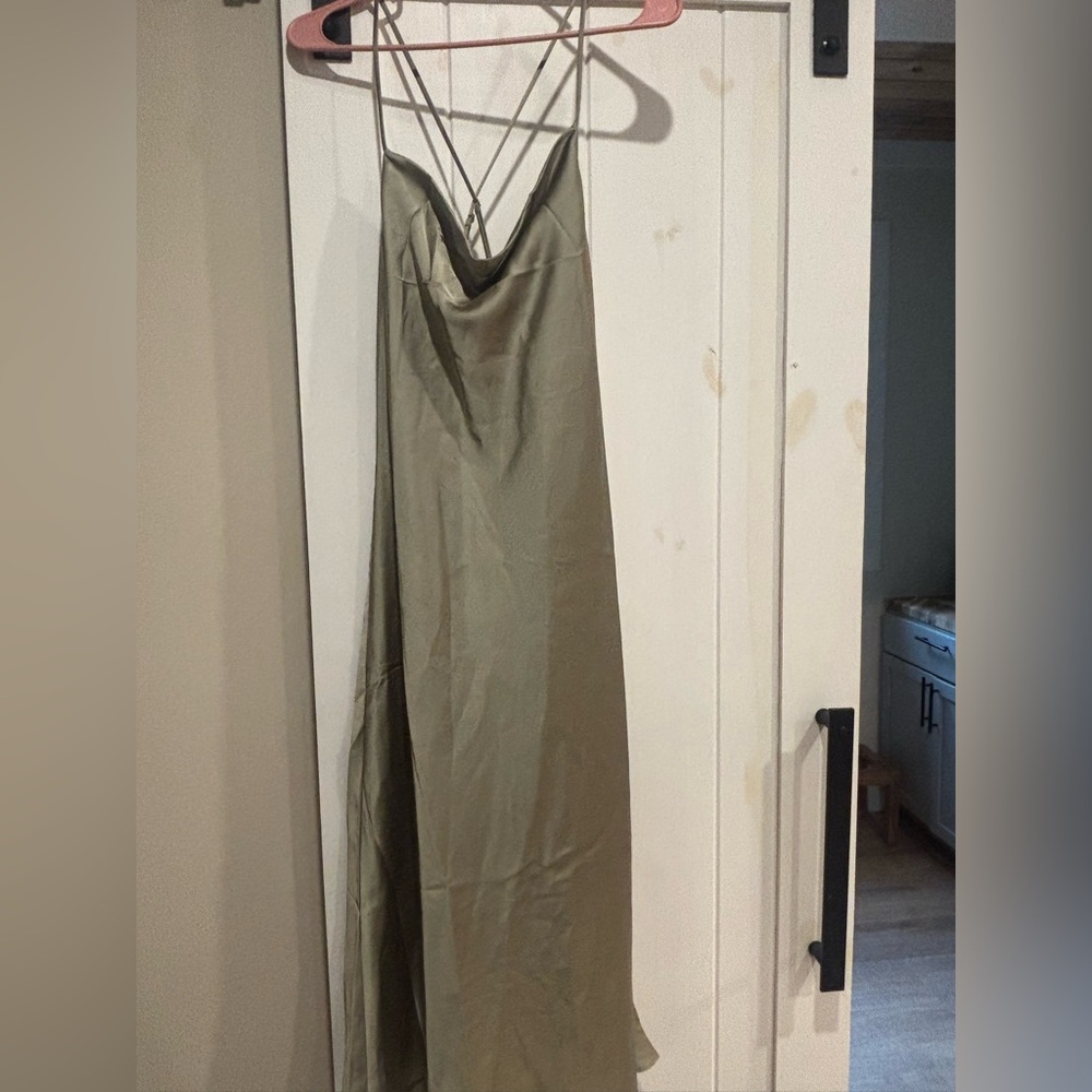 Elegant Olive Green Slip Dress